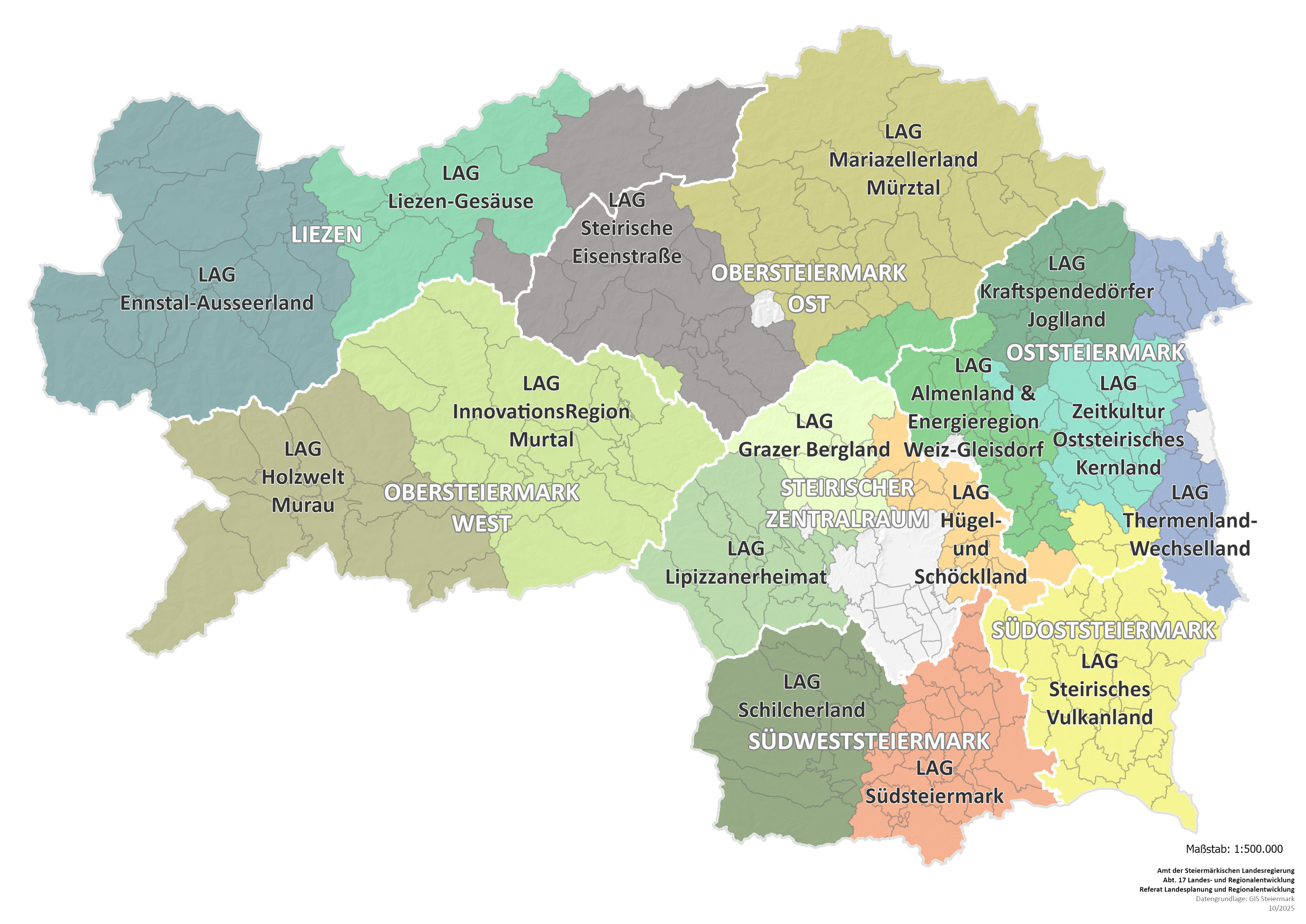 übersichtskarte leader regionen 2023-2027